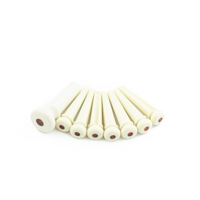 Martin Acoustic Guitar Bridge Pin Set, White w/ Tortoise Shell Inlay