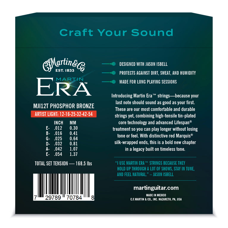 Martin ERA Phosphor Bronze 12-54 Acoustic Guitar Strings, Jason Isbell