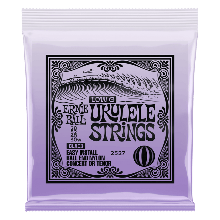 Ernie Ball Concert/Tenor (Low-G) Ukulele Strings, Black Nylon, Ball End