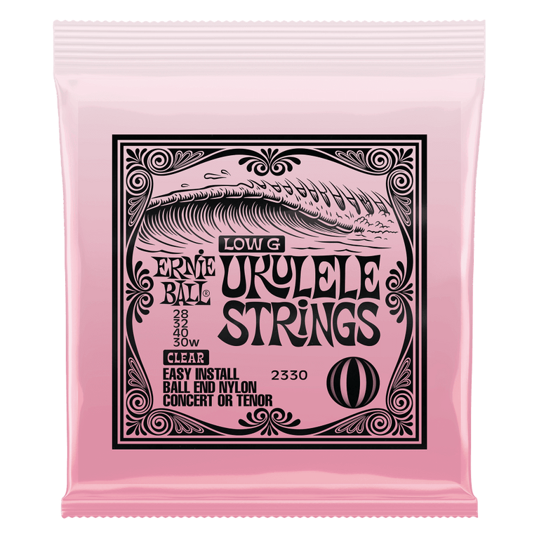 Ernie Ball Concert/Tenor (Low-G) Ukulele Strings, Clear Nylon, Ball End