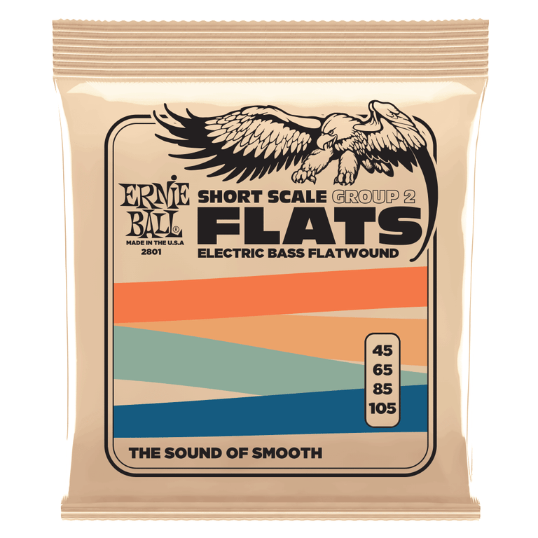 Ernie Ball FLATS Group 2 Flatwound 45-105 Bass Guitar Strings, Short Scale [P02801]