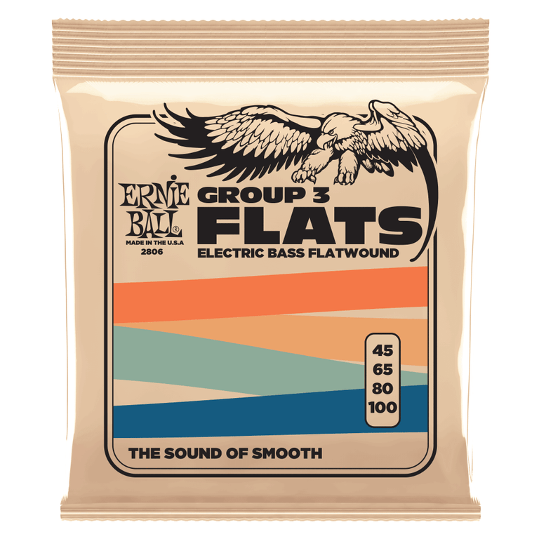 Ernie Ball FLATS Group 3 Flatwound 45-100 Bass Guitar Strings, Long Scale [P02806]
