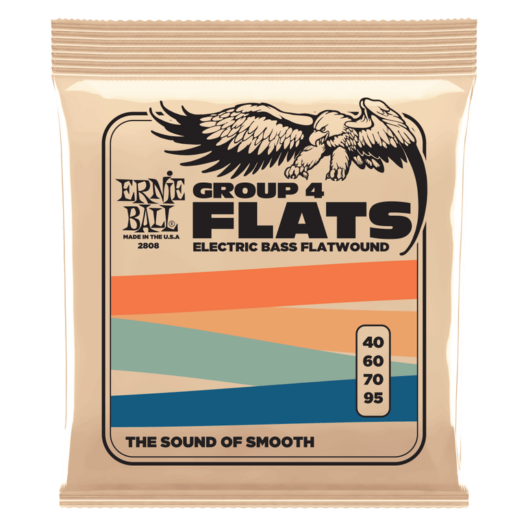 Ernie Ball FLATS Group 4 Flatwound 40-95 Bass Guitar Strings, Long Scale [P02808]