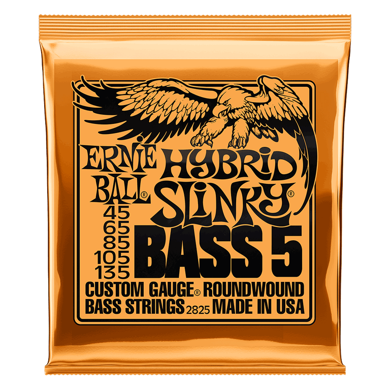 Ernie Ball 2825 5-String Hybrid Slinky 45-135 Bass Guitar Strings, Long Scale