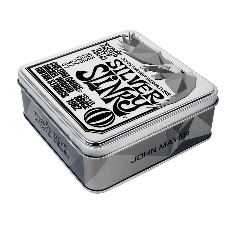 Ernie Ball John Mayer Silver Slinky 10.5-47 Guitar Strings, 3-Pack Tin