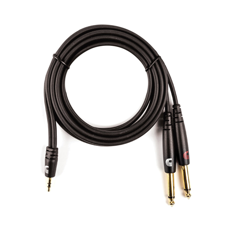 D'Addario Custom Series TRS (3.5mm) to Dual 1/4” Stereo Aux Cable