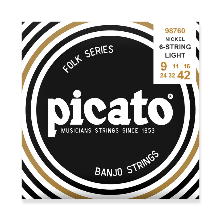 Picato Nickel Wound 9-42 Banjo Guitar Strings, Loop End