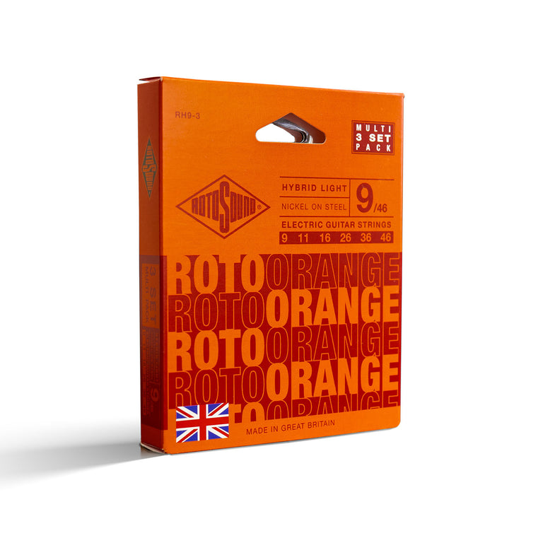 Rotosound ROTO Orange Nickel Wound 9-46 Electric Guitar Strings, 3-Pack