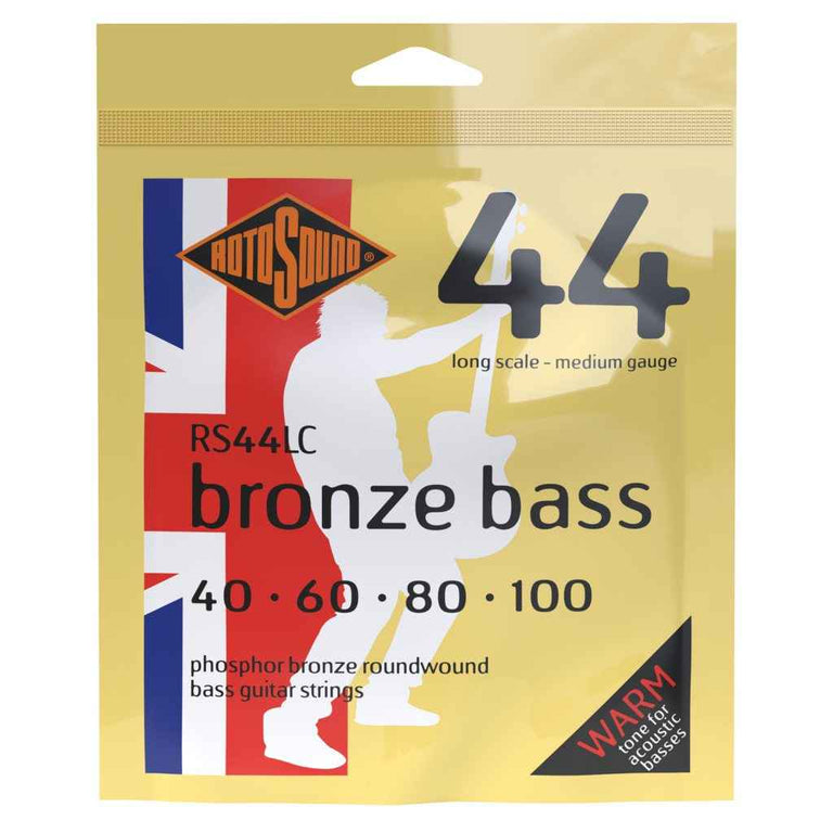 Rotosound Bronze Bass Phosphor Bronze 40-100 Acoustic Bass Guitar Strings, Long Scale [RS44LC]