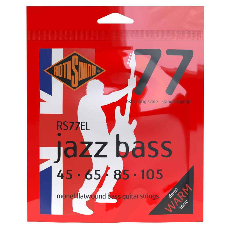 Rotosound Jazz Bass Flatwound Monel 45-105 Bass Guitar Strings, Extra Long Scale [RS77EL]