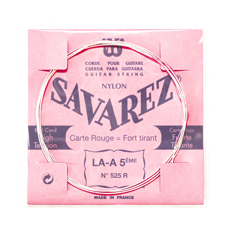 Savarez 525R Red Card Silver Wound Classical Guitar A-5th Single String, High Tension