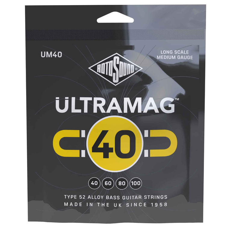 Rotosound Ultramag Alloy-52 Wound 40-100 Bass Guitar Strings, Long Scale [UM40]