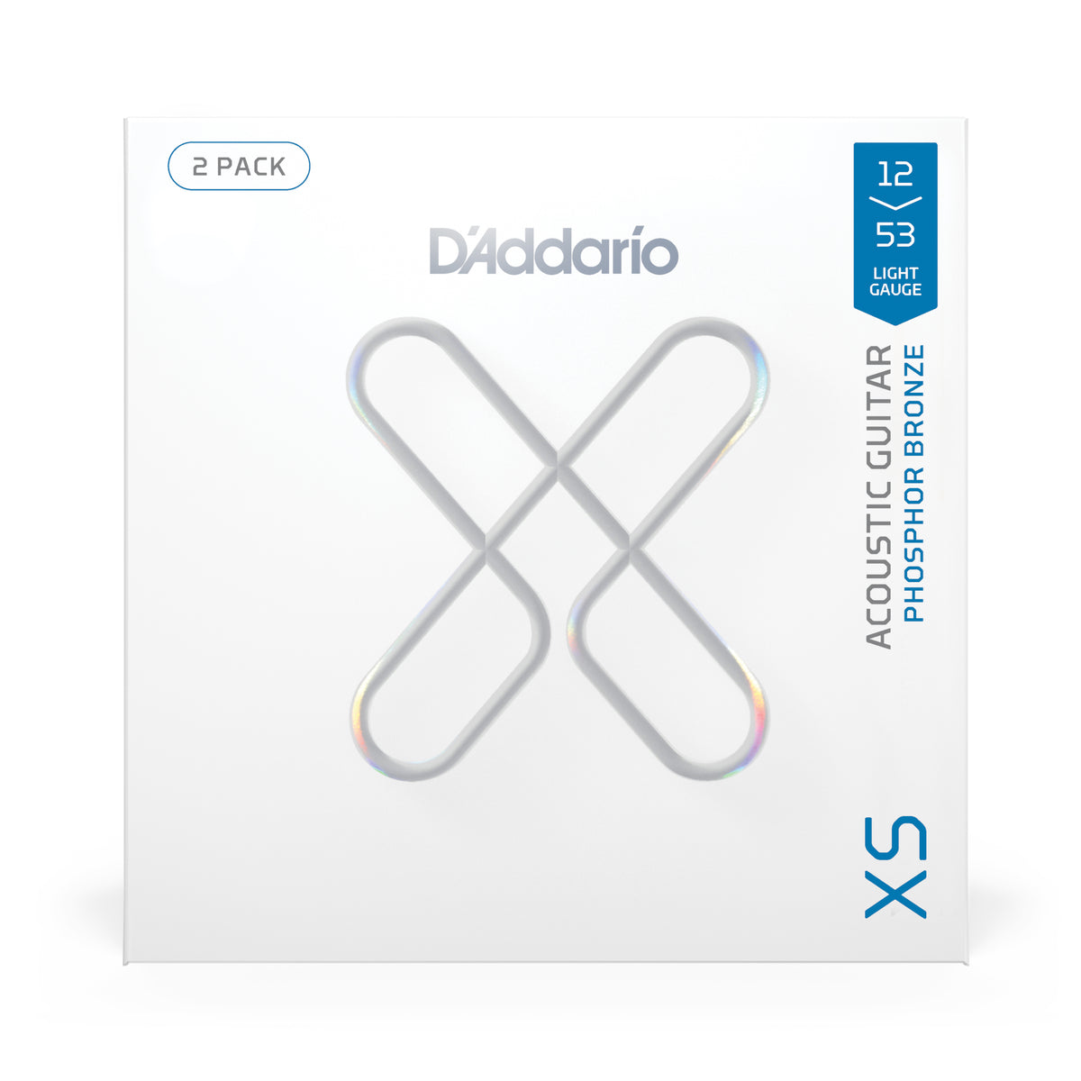 D'Addario XS Phosphor Bronze 12-53 Acoustic Guitar Strings, Light, 2-P ...