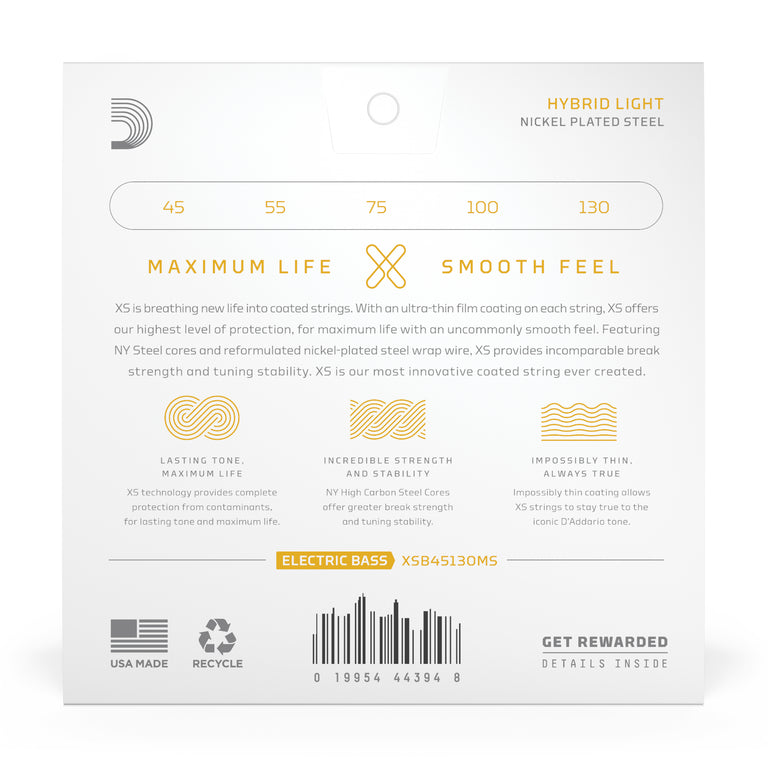 D'Addario XS Nickel 45-130 Multiscale 5-String Bass Guitar Strings