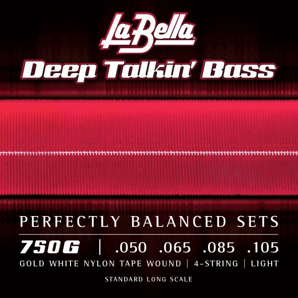 La Bella Deep Talkin' Bass Gold White Nylon Tapewound 50-105 Bass Guitar Strings, Long Scale [750G]