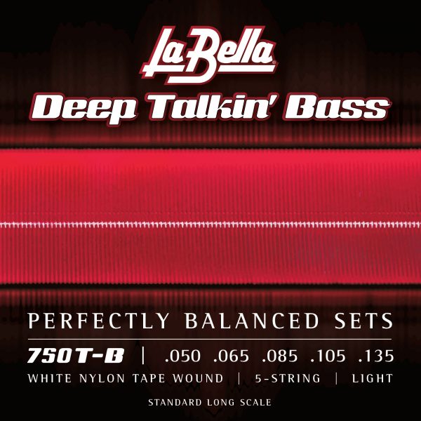 La Bella White Nylon Tapewound 50-135 5-String Bass Guitar Strings, Long Scale [750T-B]
