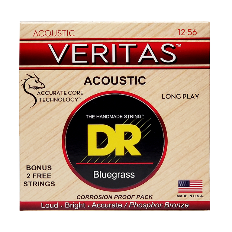 DR Strings VERITAS Phosphor Bronze 12-56 Acoustic Guitar Strings
