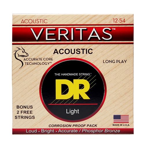 DR Strings VERITAS Phosphor Bronze 12-54 Acoustic Guitar Strings