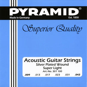 Pyramid Silver-plated Copper 9-42 Acoustic Guitar Strings, Light