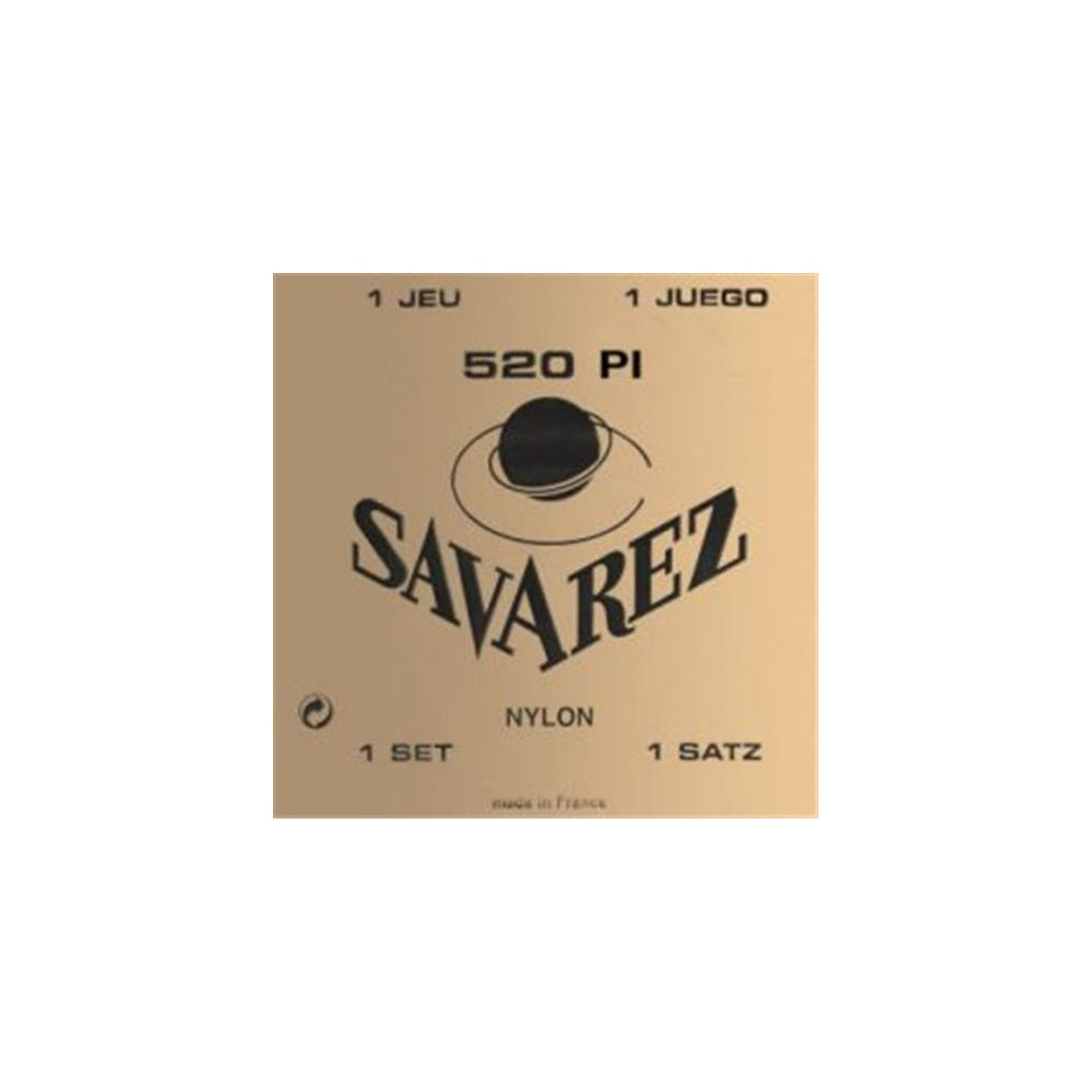 Savarez 520P1 Red Card Traditional Basses with Plastic Wound Trebles Classical Guitar Strings High Tension