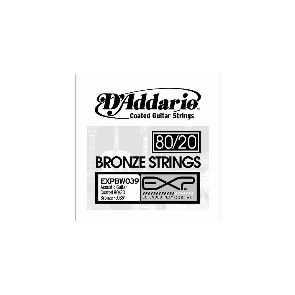 D'Addario EXPBW039 80/20 Bronze EXP Coated Acoustic Guitar Single String .039