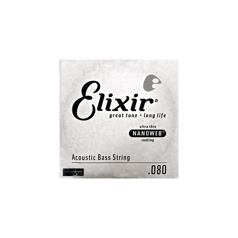 Elixir Nanoweb 80/20 Bronze 80 (.080”) Acoustic Bass Single String, Long Scale