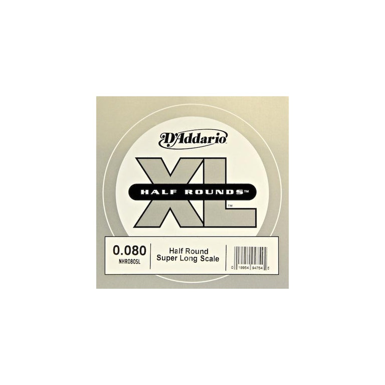 D'Addario NHR080SL Nickel Half Round XL Bass Single String .080 Super Long Scale