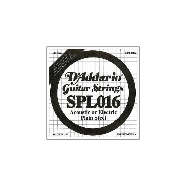D'Addario SPL016 Steinberger Double Ball End Plain Steel Single String .016