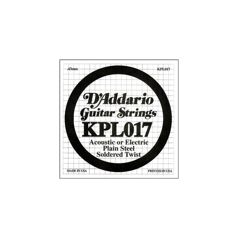 D'Addario KPL017 Soldered Twist Plain Steel Single String .017