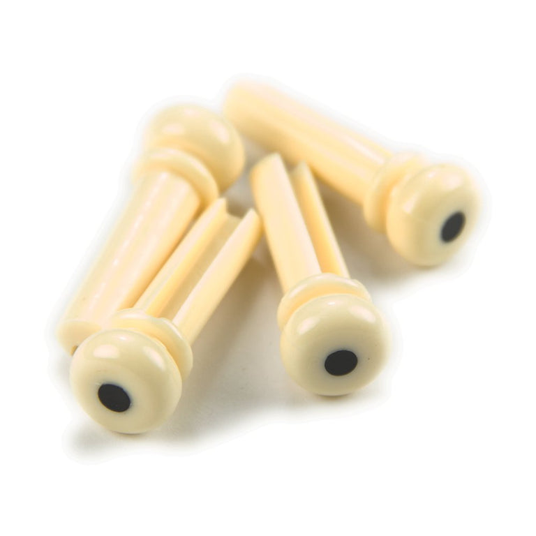 Allparts Acoustic Bass Bridge Pin Set, Cream w/ Black Inlay