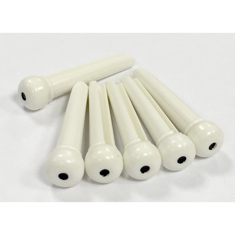 Allparts Acoustic Guitar Bridge Pin Set, White w/ Black Inlay