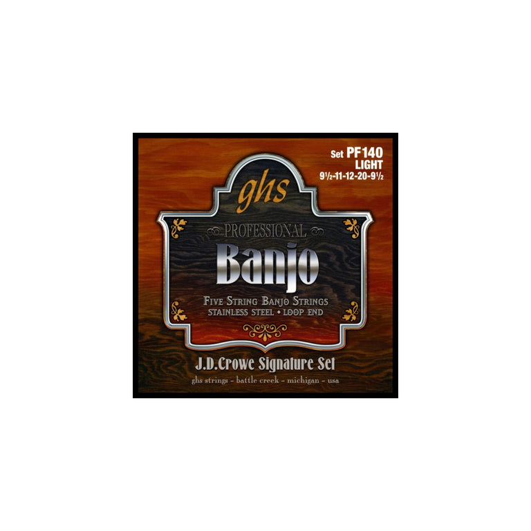 GHS Mandolin Banjo PF140 Stainless Steel Loop End 5-String J.D. Crowe Signature 9.5-20