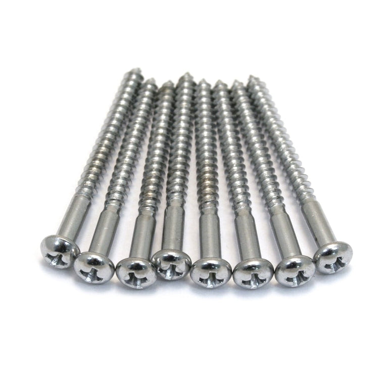 Allparts GS-0011-010 Pickup Mounting Screws For Bass, 8 x 1-1/4, Chrome (8pcs)