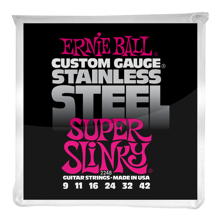 Ernie Ball 2248 Stainless Steel Electric Guitars Strings 9-42 Super Slinky