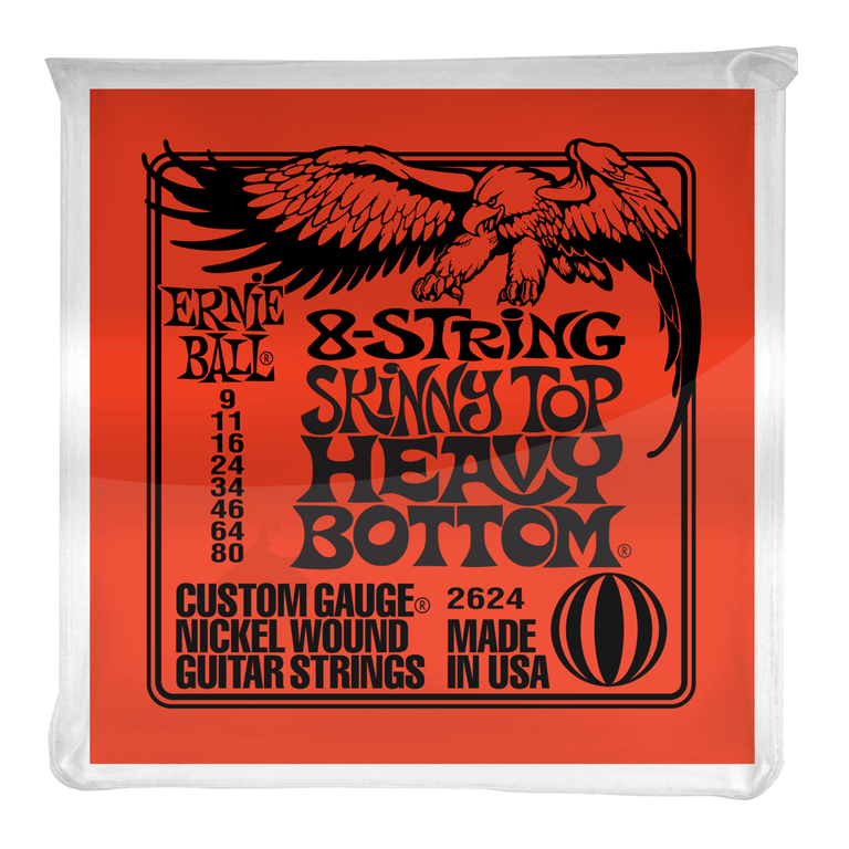 Ernie Ball 2624 8-String Skinny Top Heavy Bottom Slinky 9-80 Electric Guitar Strings