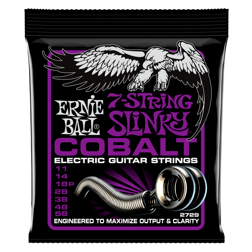 Ernie Ball Cobalt Power Slinky 7 String 11 58 Electric Guitar