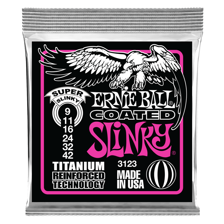 Ernie Ball 3123 Coated Titanium RPS Super Slinky 9-42 Electric Guitar Strings