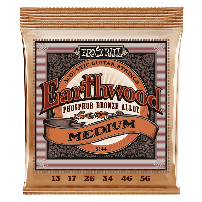 Ernie Ball Earthwood Phosphor Bronze 13-56 Acoustic Guitar Strings, Medium