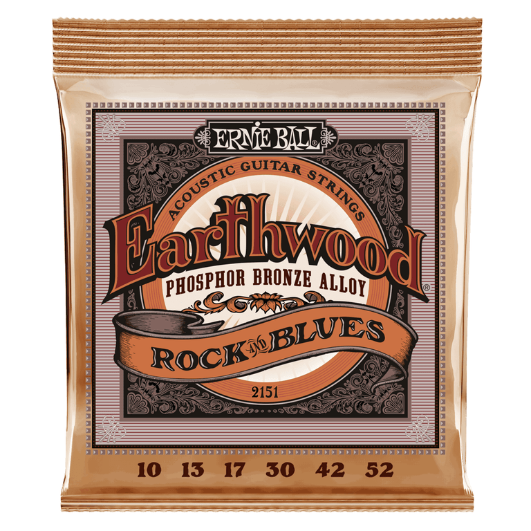 Ernie Ball Earthwood Phosphor Bronze 10-52 Acoustic Guitar Strings, Rock & Blues