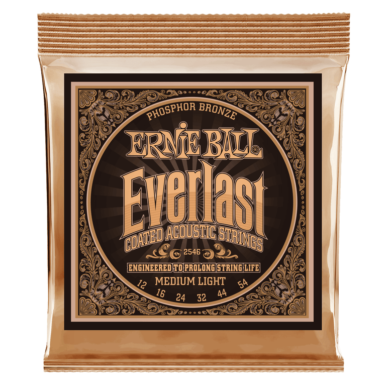Ernie Ball Everlast Phosphor Bronze 12-54 Acoustic Guitar Strings, Light