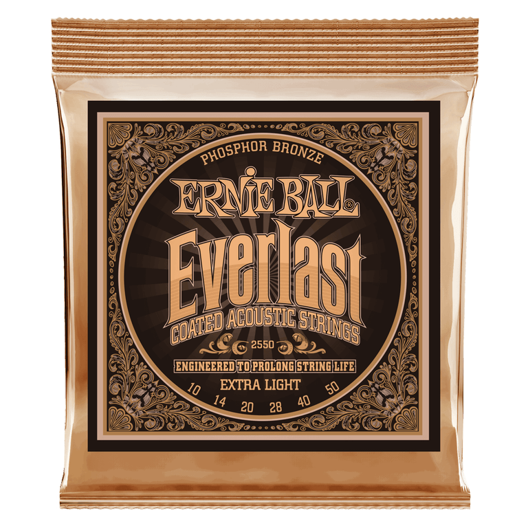 Ernie Ball Everlast Phosphor Bronze 10-50 Acoustic Guitar Strings, Extra Light