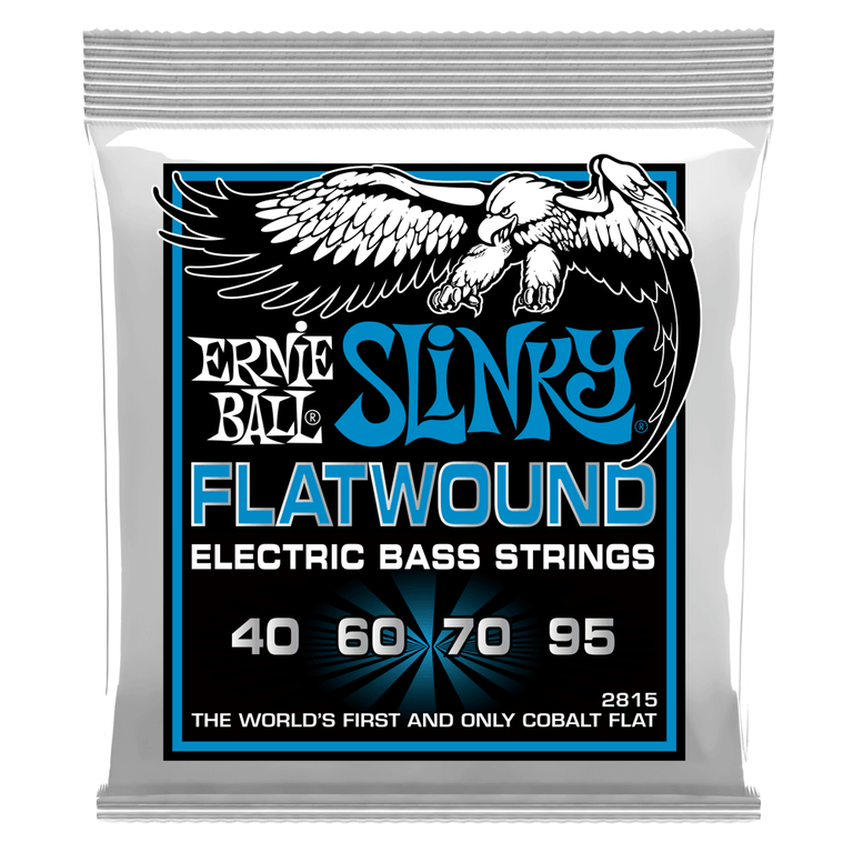 Ernie Ball Cobalt Flatwound Extra Slinky 40-95 Bass Guitar Strings, Long Scale