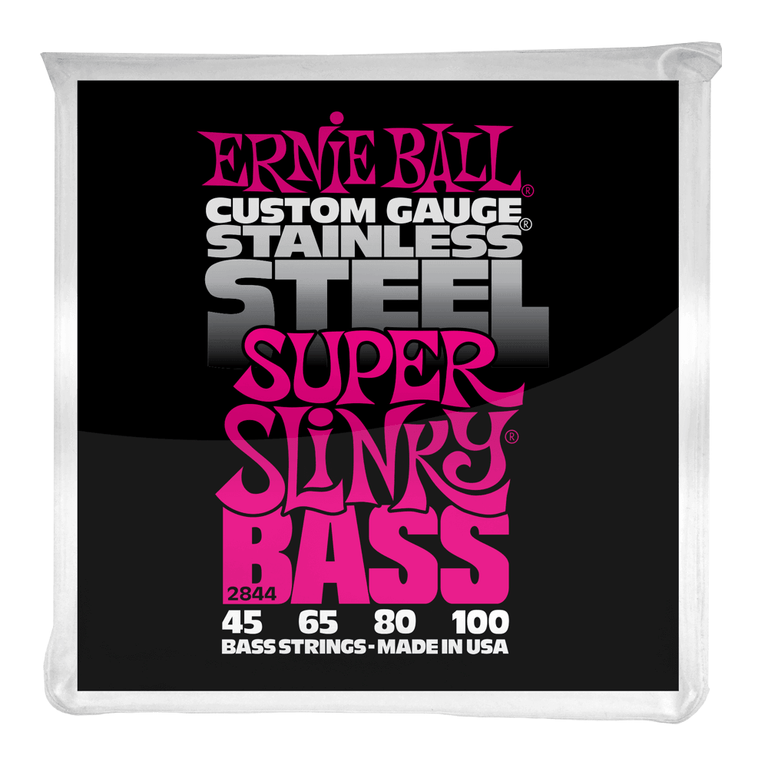 Ernie Ball Stainless Steel Super Slinky 45-100 Bass Guitar Strings, Long Scale