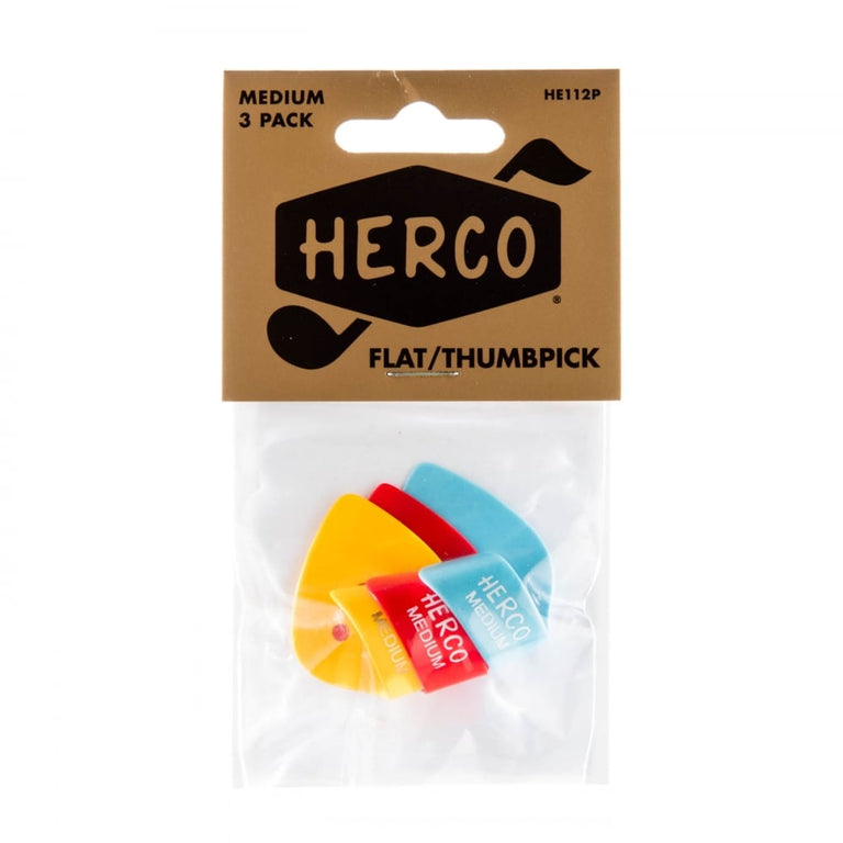Herco Flat Thumb Pick, Medium (3-Pack)