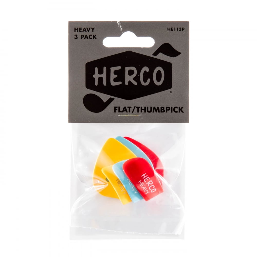 Herco Flat Thumb Pick, Heavy (3-Pack)