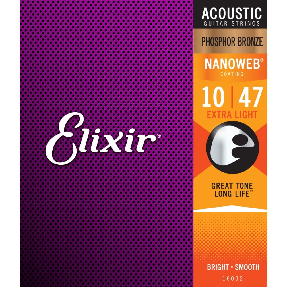 Elixir Nanoweb Phosphor Bronze 10-47 Acoustic Guitar Strings [16002]
