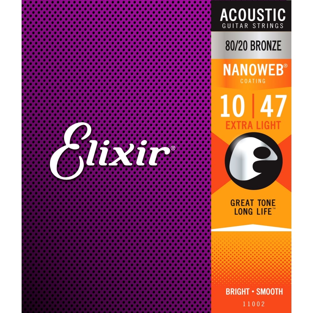 Elixir Nanoweb 80/20 Bronze 10-47 Acoustic Guitar Strings [11002]