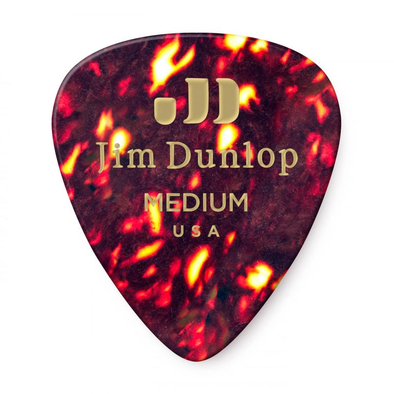 Jim Dunlop Genuine Celluloid Classic Tortoise Shell Medium Guitar Plectrums Pack of 12