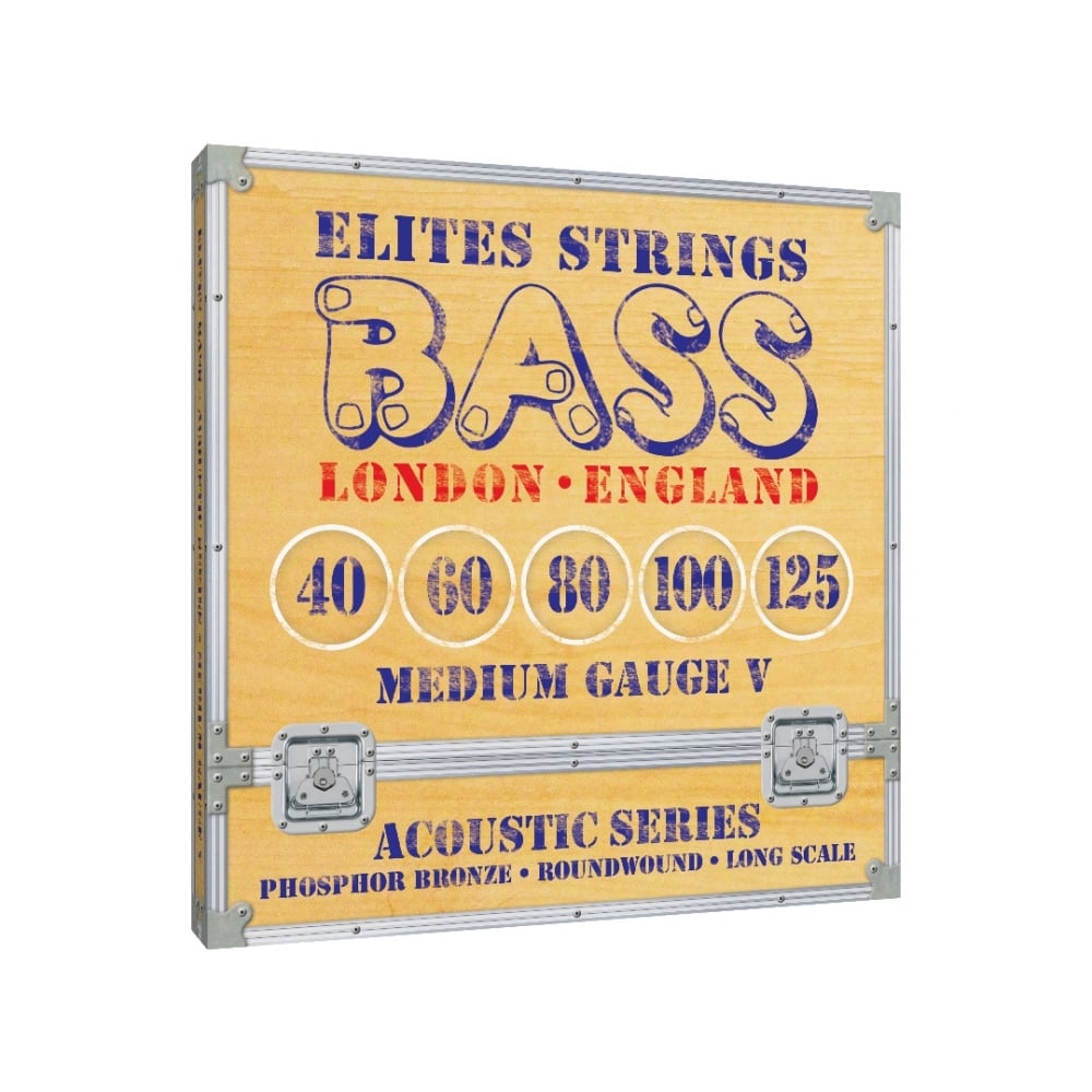 Elites Phosphor Bronze 40-125 5-String Acoustic Bass Guitar Strings ...
