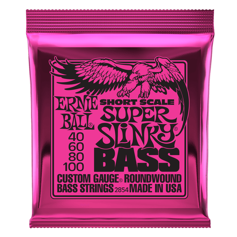 Ernie Ball Super Slinky Nickel Wound 40-100 Bass Guitar Strings, Short Scale